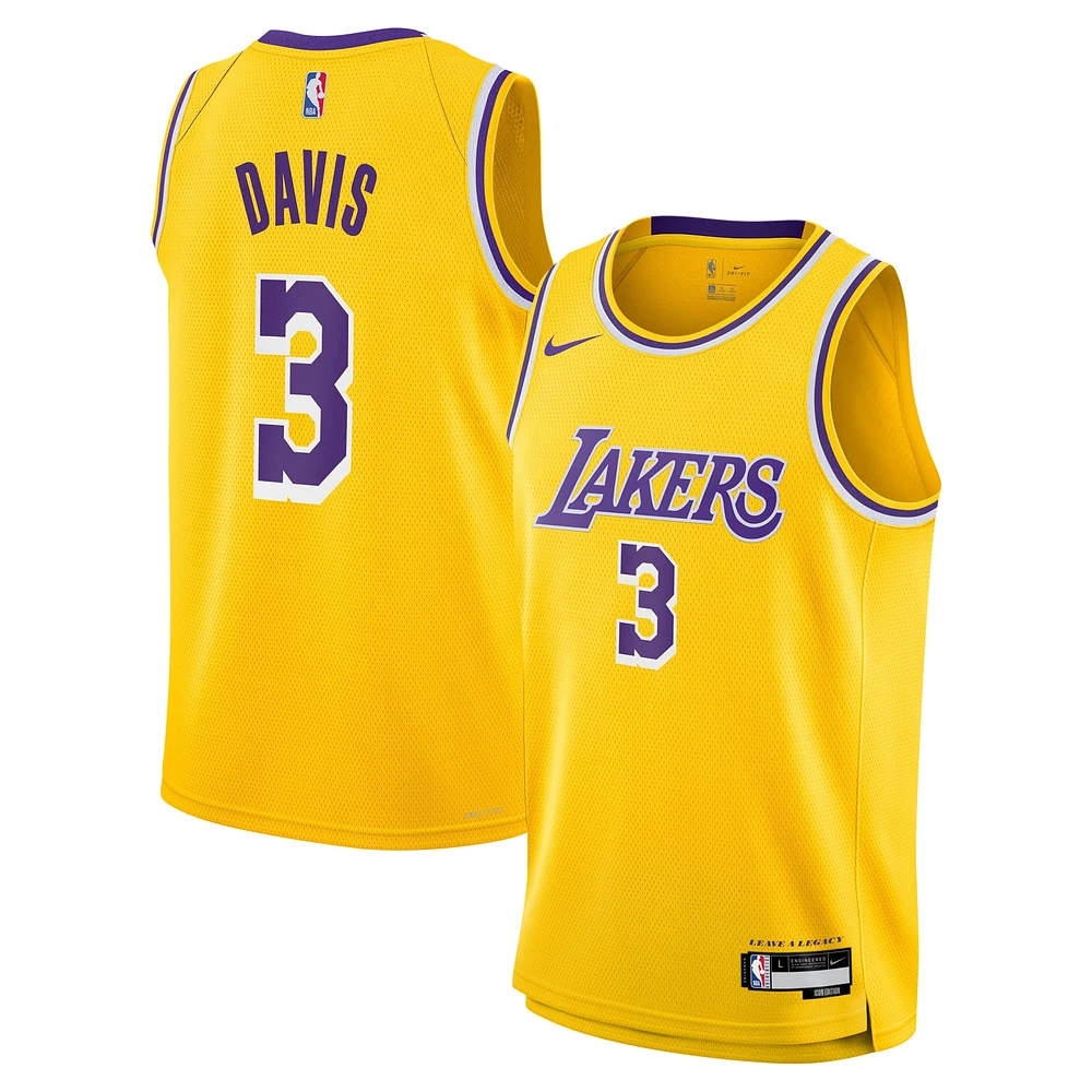 Maillot Nike Anthony Davis doré Swingman des Los Angeles Lakers pour jeune - Édition Icon