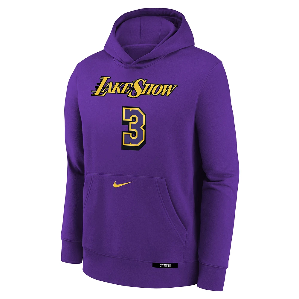 Youth Nike Anthony Davis Purple Los Angeles Lakers 2024/25 City Edition Name & Number Pullover Hoodie