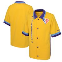 Youth Nike Gold Los Angeles Lakers 2021/22 City Edition Therma Flex Short Sleeve Collar Jacket