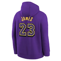 Sweat à capuche Nike LeBron James violet Los Angeles Lakers 2024/25 City Edition avec nom et numéro pour jeune