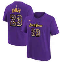 T-shirt Nike pour jeune LeBron James violet Los Angeles Lakers 2024/25 City Edition avec nom et numéro