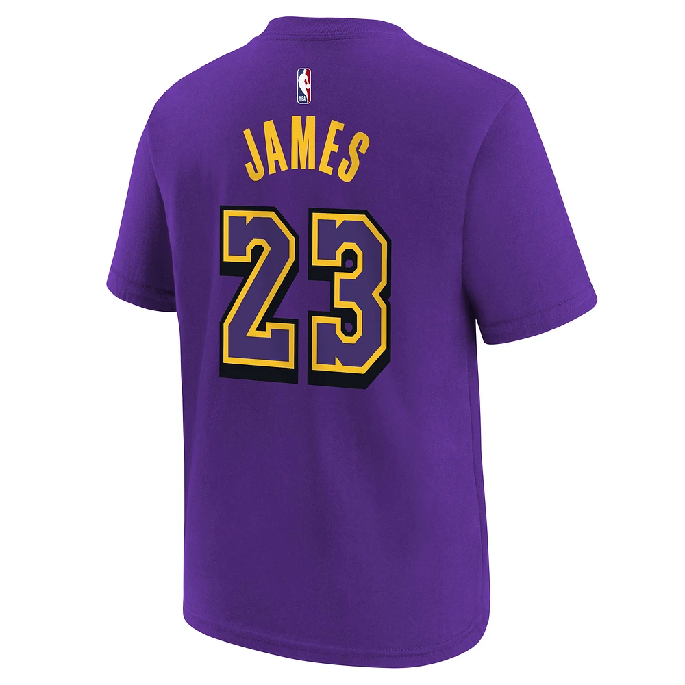 Youth Nike LeBron James Purple Los Angeles Lakers 2024/25 City Edition Name & Number T-Shirt