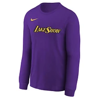 Youth Nike  Purple Los Angeles Lakers 2024/25 City Edition Wordmark Performance Long Sleeve T-Shirt