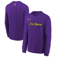 Youth Nike  Purple Los Angeles Lakers 2024/25 City Edition Wordmark Performance Long Sleeve T-Shirt