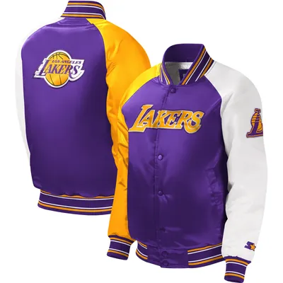Men's JH Design Black Los Angeles Lakers Reversible Embroidered Wool Full-Snap Jacket Size: Medium