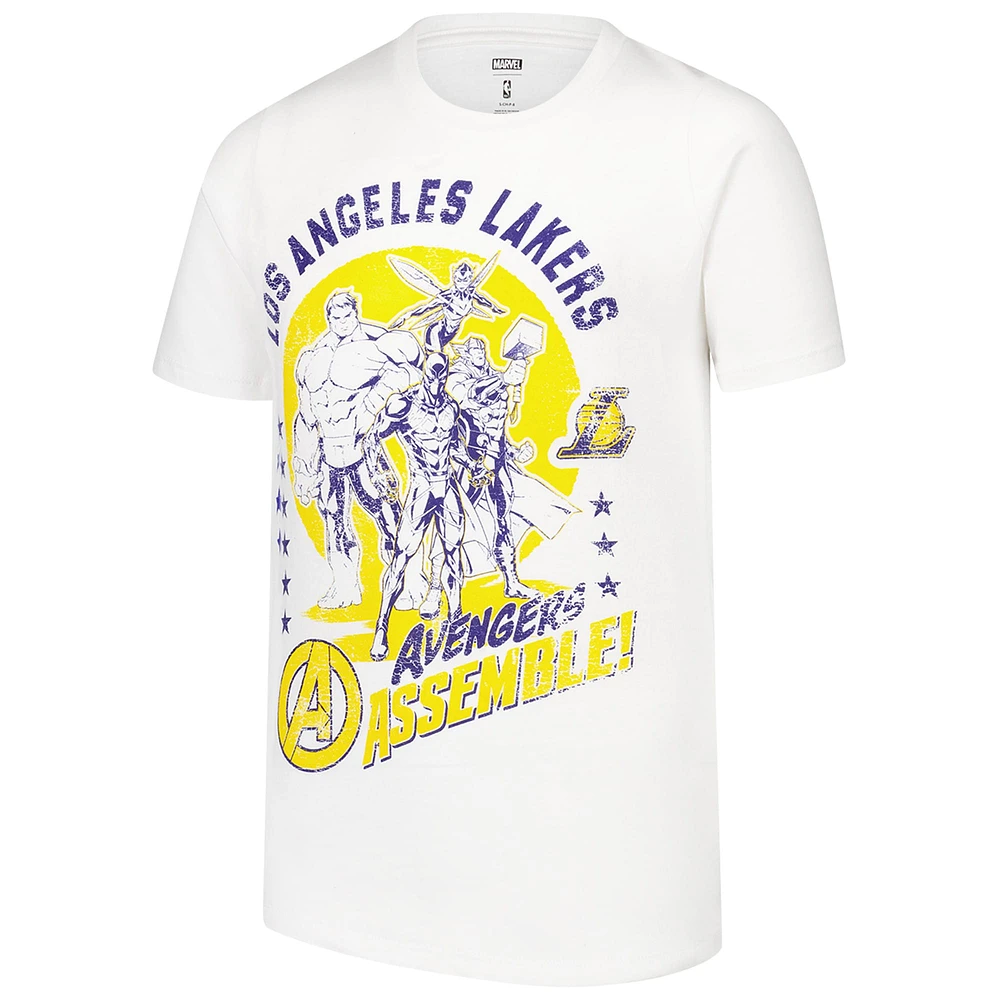 Youth White Los Angeles Lakers NBA x Marvel Avengers Squad T-Shirt