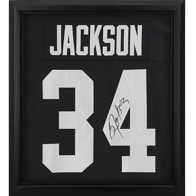 Maillot authentique Mitchell & Ness noir autographié par Bo Jackson des Los Angeles Raiders Shadowbox