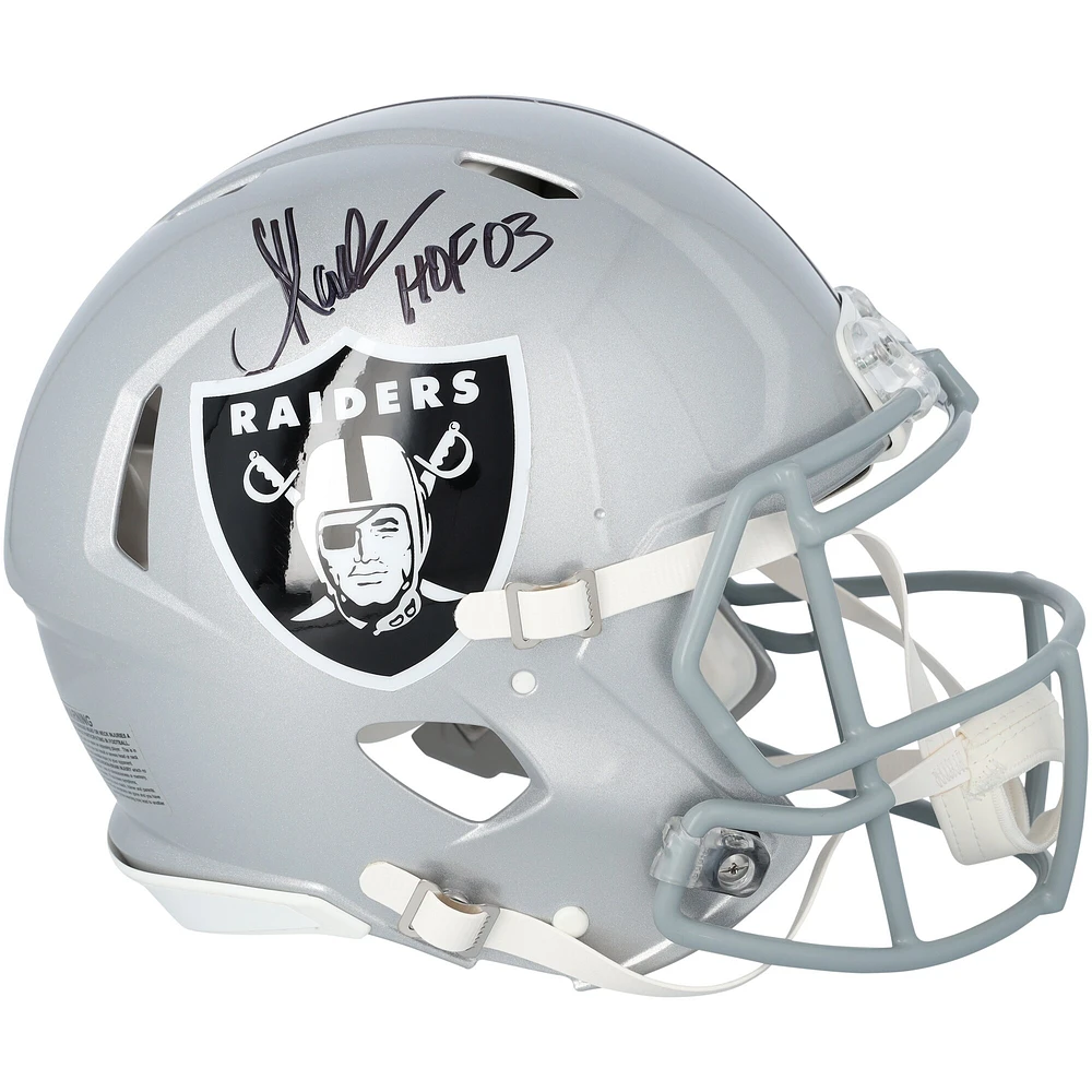 Casque Riddell Speed ​​authentique autographié par Marcus Allen des Los Angeles Raiders avec inscription « HOF 03 »