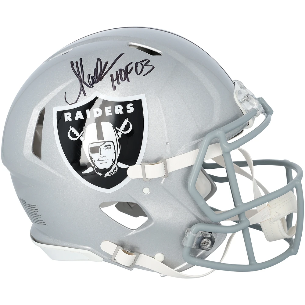 Casque Riddell Speed authentique autographié par Marcus Allen des Los Angeles Raiders avec inscription « HOF 03 »