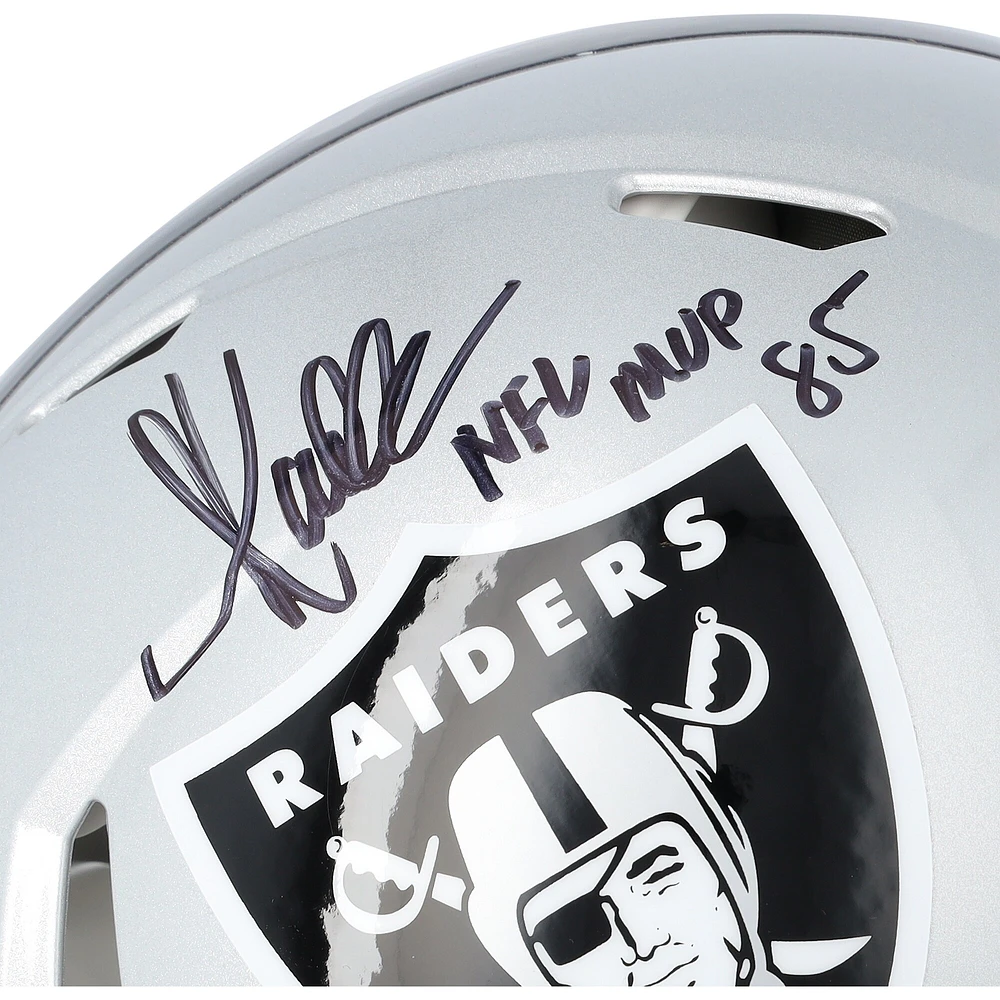 Casque Riddell Speed ​​authentique autographié par Marcus Allen des Los Angeles Raiders avec inscription « NFL MVP 85 »