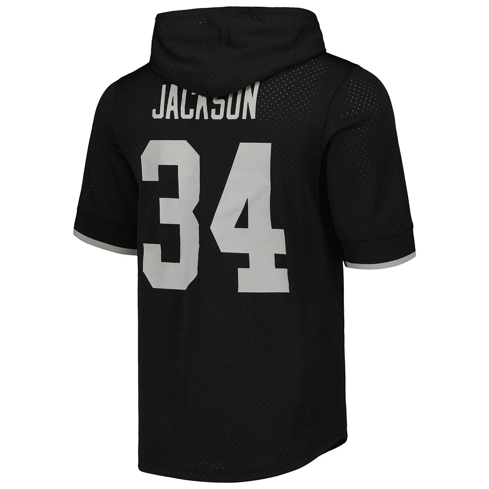 Mitchell & Ness Bo Jackson noir Los Angeles Raiders Gridiron Classics joueur retraité nom et numéro T-shirt à capuche en maille