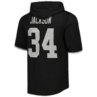 Men's Mitchell & Ness Bo Jackson Black Los Angeles Raiders Gridiron Classics Retired Player Name Number Mesh Hoodie T-Shirt