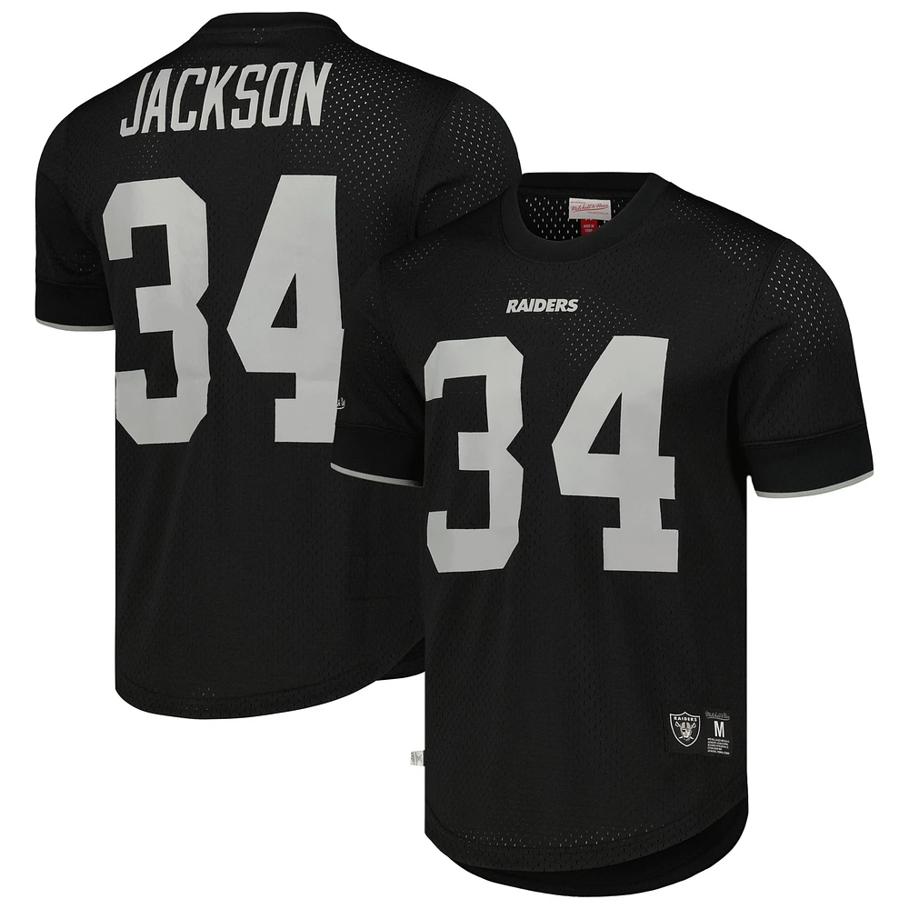 Men's Mitchell & Ness Bo Jackson Black Los Angeles Raiders Gridiron Classics Retired Player Name Number Mesh Top