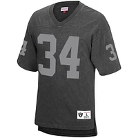 Mitchell & Ness Bo Jackson noir Los Angeles Raiders pour hommes Nom et numéro du joueur retraité Haut délavé à l'acide