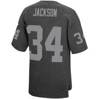 Men's Mitchell & Ness Bo Jackson Black Los Angeles Raiders Retired Player Name Number Acid Wash Top