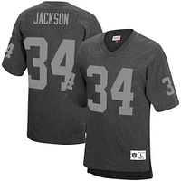 Mitchell & Ness Bo Jackson noir Los Angeles Raiders pour hommes Nom et numéro du joueur retraité Haut délavé à l'acide