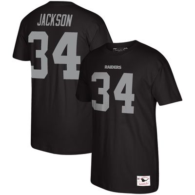 Men's Mitchell & Ness Bo Jackson Black Los Angeles Raiders Retired Player Name Number T-Shirt