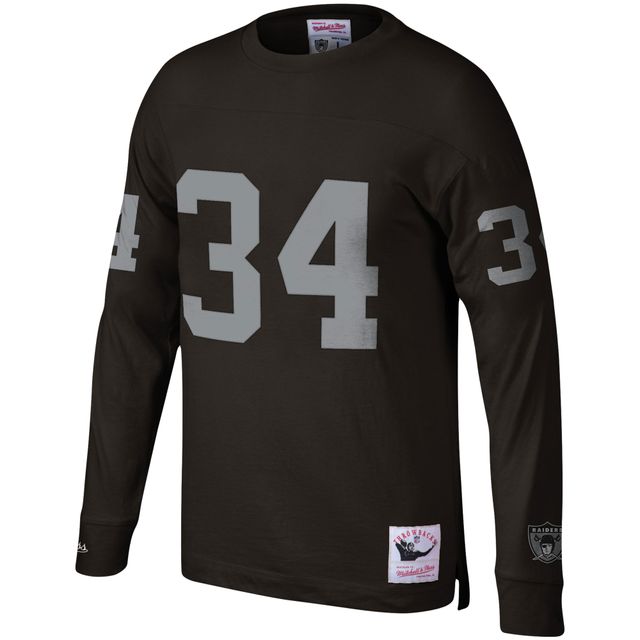 Haut à manches longues Mitchell & Ness Bo Jackson pour homme, noir, avec nom et numéro de joueur la retraite des Los Angeles Raiders