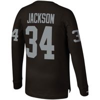 Men's Mitchell & Ness Bo Jackson Black Los Angeles Raiders Throwback Retired Player Name Number Long Sleeve Top