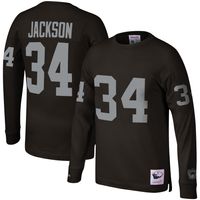 Men's Mitchell & Ness Bo Jackson Black Los Angeles Raiders Throwback Retired Player Name Number Long Sleeve Top