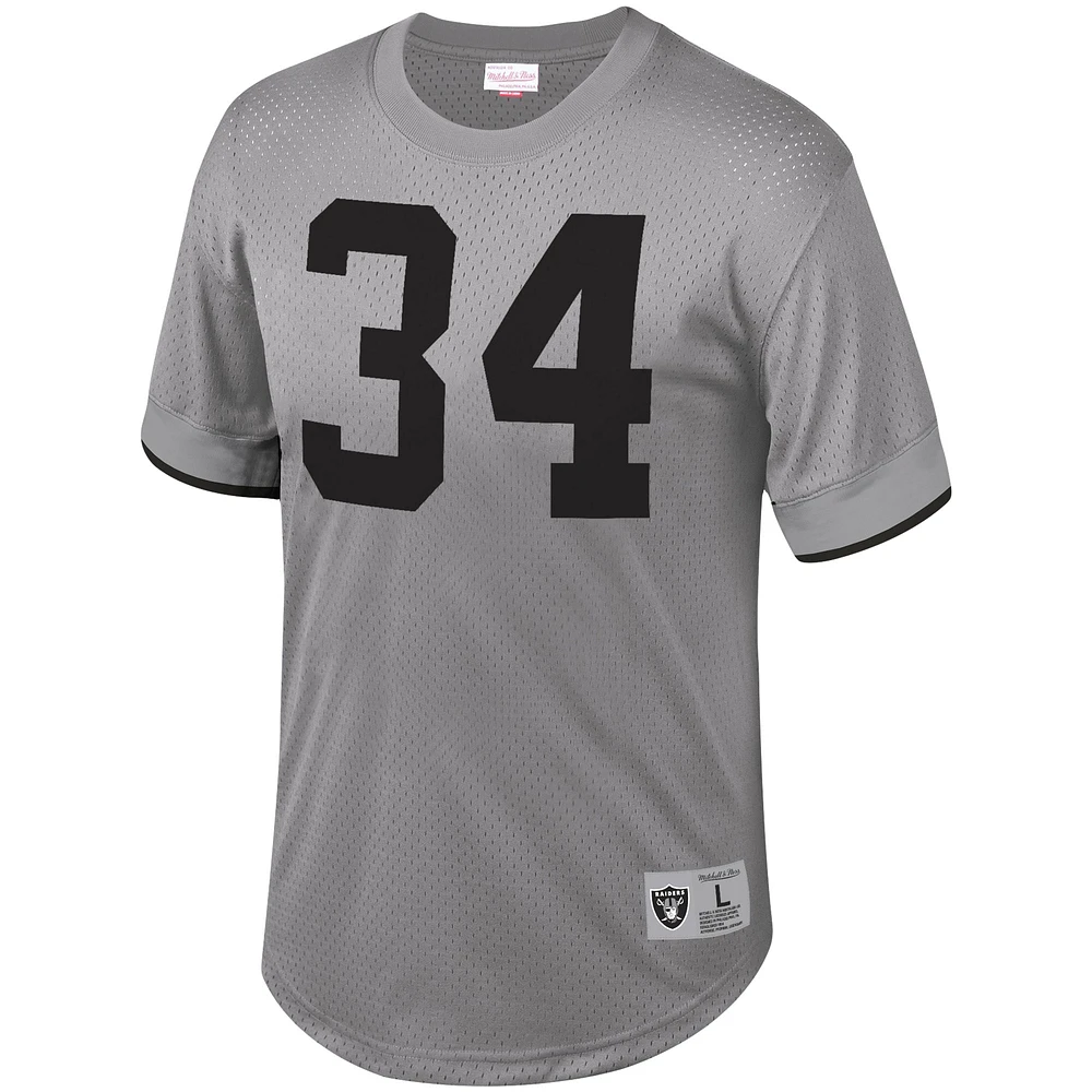 Haut en maille Mitchell & Ness Bo Jackson gris Los Angeles Raiders pour hommes, nom et numéro du joueur retraité