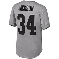 Haut en maille Mitchell & Ness Bo Jackson gris Los Angeles Raiders pour hommes, nom et numéro du joueur retraité