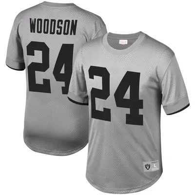 Men's Las Vegas Raiders Charles Woodson Mitchell & Ness Black/Silver 1998  Split Legacy Replica Jersey