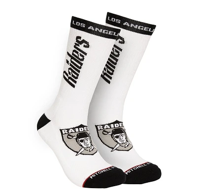 Chaussettes blanches Mitchell & Ness pour hommes Los Angeles Raiders Throwback Kick Off Crew