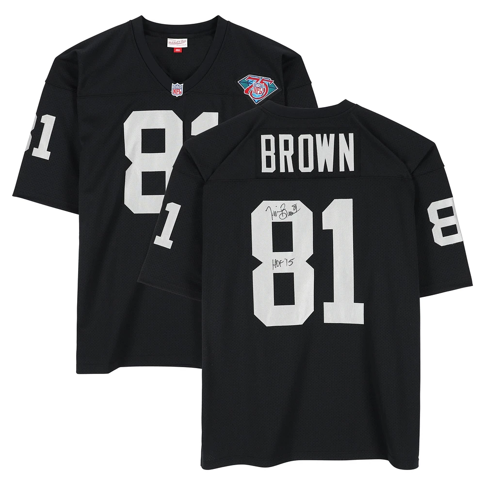 Tim Brown Los Angeles Raiders Autographed Black 1994 Mitchell & Ness Authentic Jersey with "HOF 15" Inscription