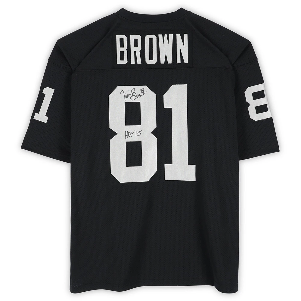 Tim Brown Los Angeles Raiders Autographed Black 1994 Mitchell & Ness Authentic Jersey with "HOF 15" Inscription