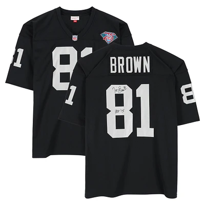 Tim Brown Los Angeles Raiders Autographed Black 1994 Mitchell & Ness Authentic Jersey with "HOF 15" Inscription