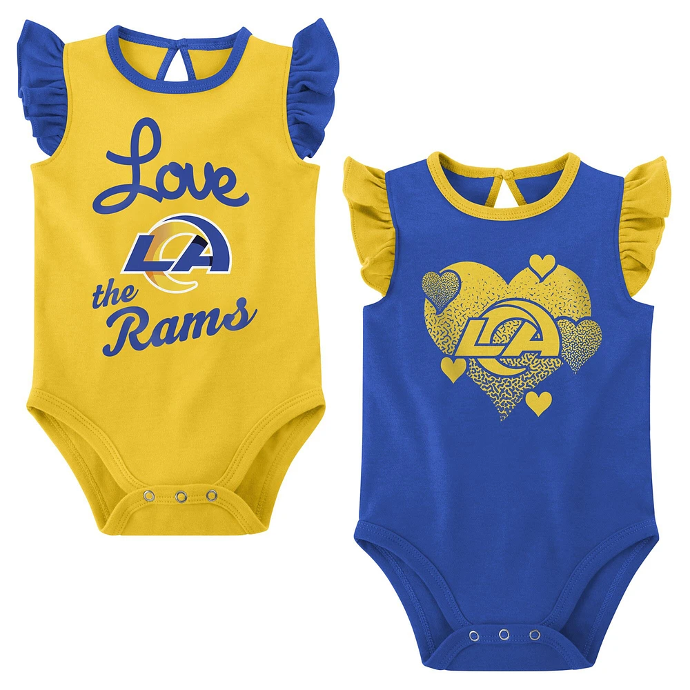 Lot de 2 bodys Los Angeles Rams Spread the Love pour nouveau-nés et nourrissons Royal/doré