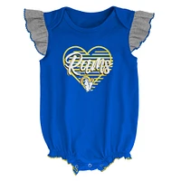 Girls Newborn & Infant Royal/Heathered Gray Los Angeles Rams All The Love Bodysuit Bib Booties Set