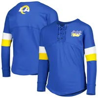 Girls Youth New Era Royal Los Angeles Rams Lace-Up Long Sleeve T-Shirt