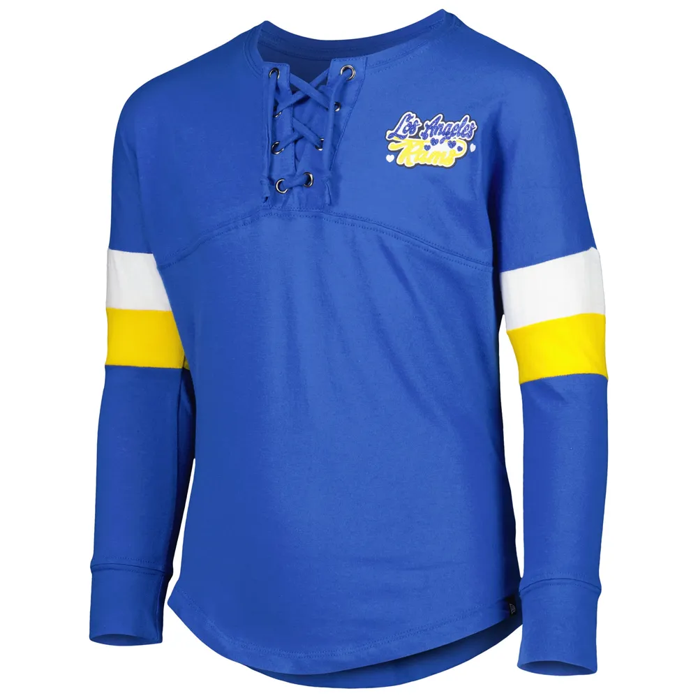 Girls Youth New Era Royal Los Angeles Rams Lace-Up Long Sleeve T-Shirt