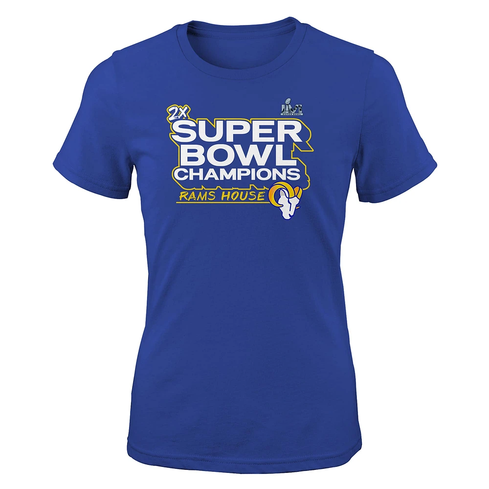 Girls Youth Royal Los Angeles Rams Super Bowl LVI Champions Parade T-Shirt