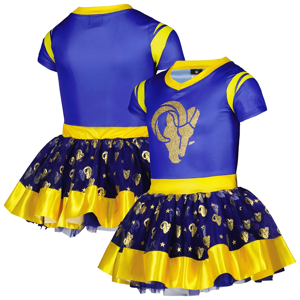 Girls Youth Royal Los Angeles Rams Tutu Tailgate Game Day V-Neck Costume