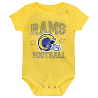 Lot de 3 bodys Los Angeles Rams Born to Be pour bébé Royal/Or/Gris