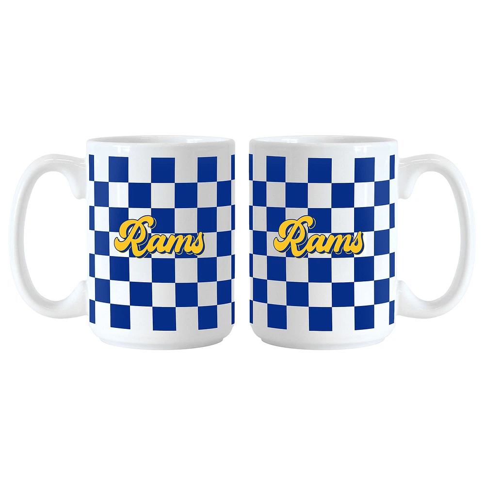 Lot de 2 tasses à logo à carreaux Los Angeles Rams de 15 oz