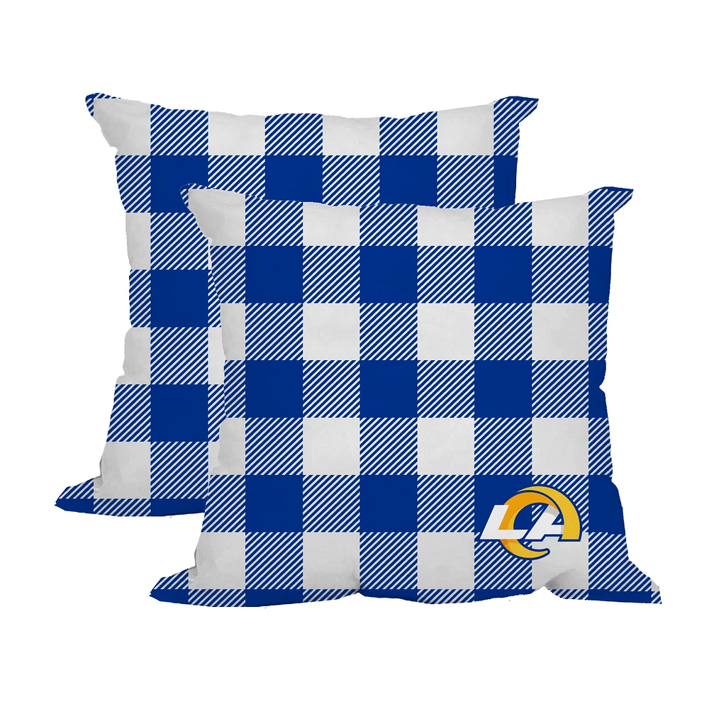 Lot de 2 coussins d'extérieur à carreaux Buffalo Los Angeles Rams