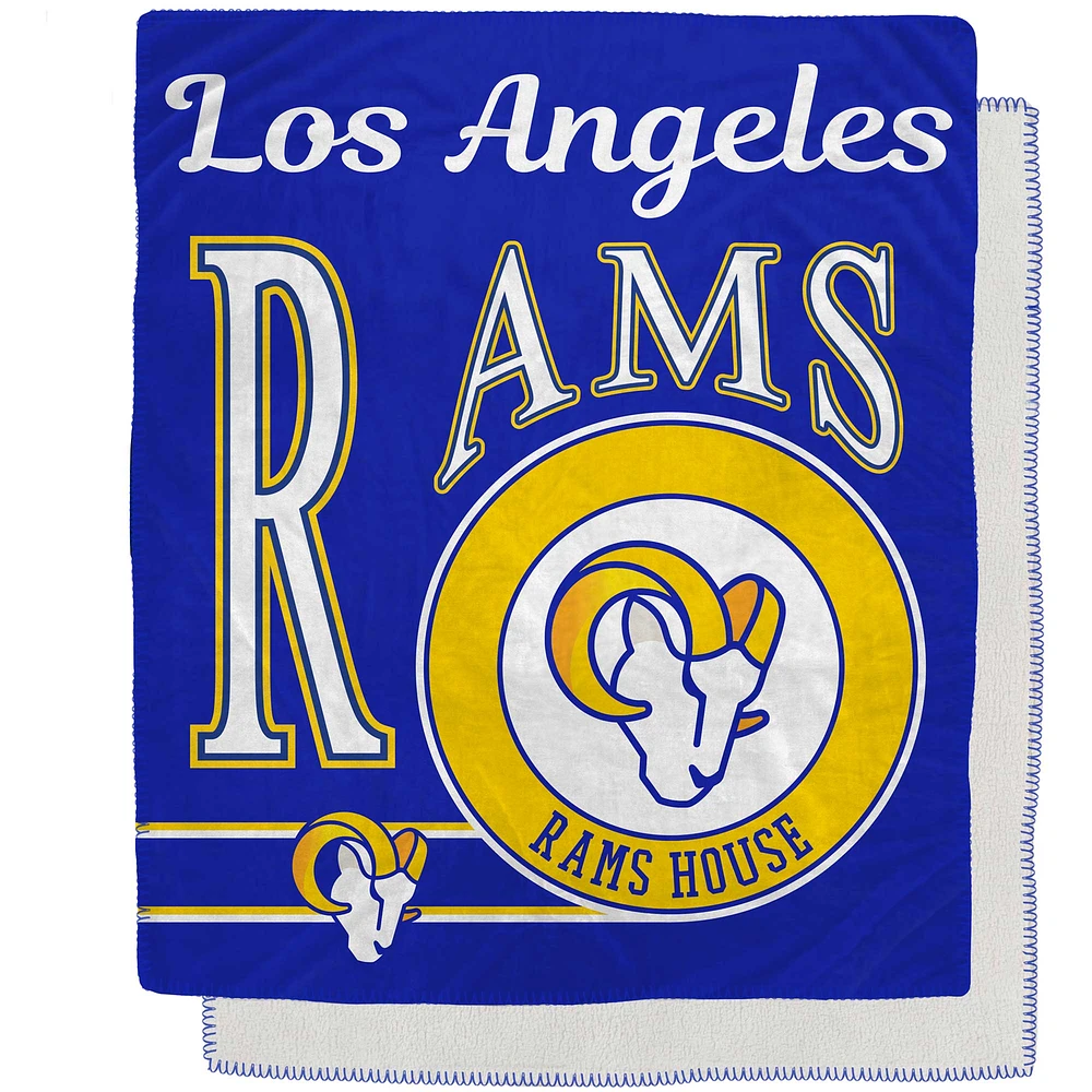 Couverture Sherpa en flanelle polaire avec emblème rétro des Rams de Los Angeles, 50 po x 60 po