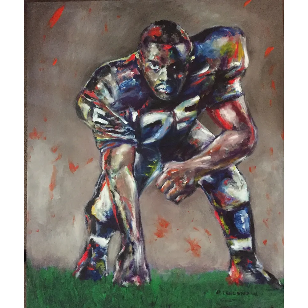 NY Giants Michael Strahan United We Sack Fine Art Canvas Print 24x36 by  Artist Edgar Brown