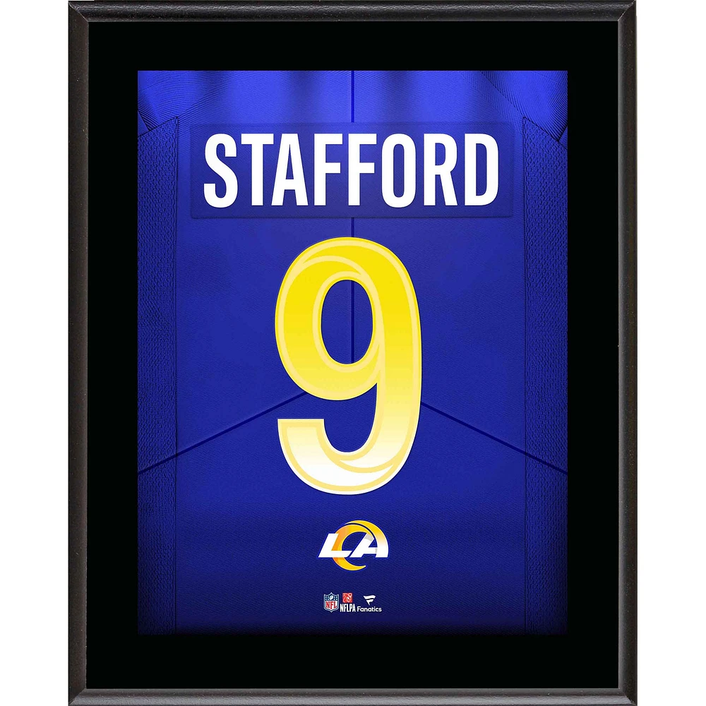 Plaque de joueur sublimée avec numéro de maillot de Matthew Stafford Los Angeles Rams 10,5" x 13"