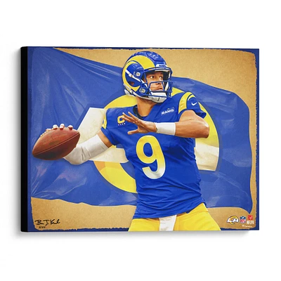 Matthew Stafford Los Angeles Rams Stretched 20" x 24" Canvas Giclee Print - Designed & Signed by Artist Brian Konnick - Limited Edition 25