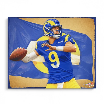 Impression photo non signée de Matthew Stafford Los Angeles Rams 16" x 20" - Conçue par l'artiste Brian Konnick