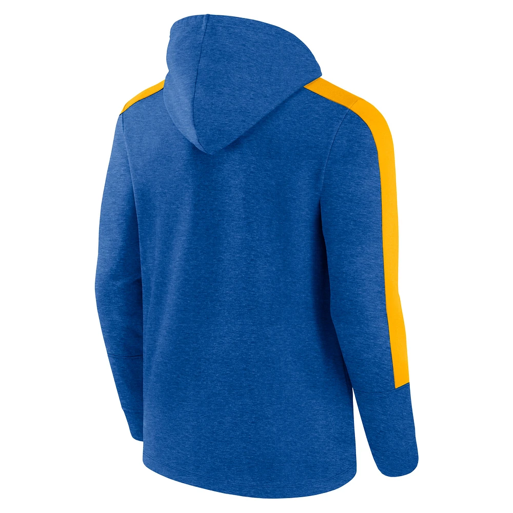 Sweat à capuche zippé intégral Fanatics Heather Royal Los Angeles Rams Gains pour hommes