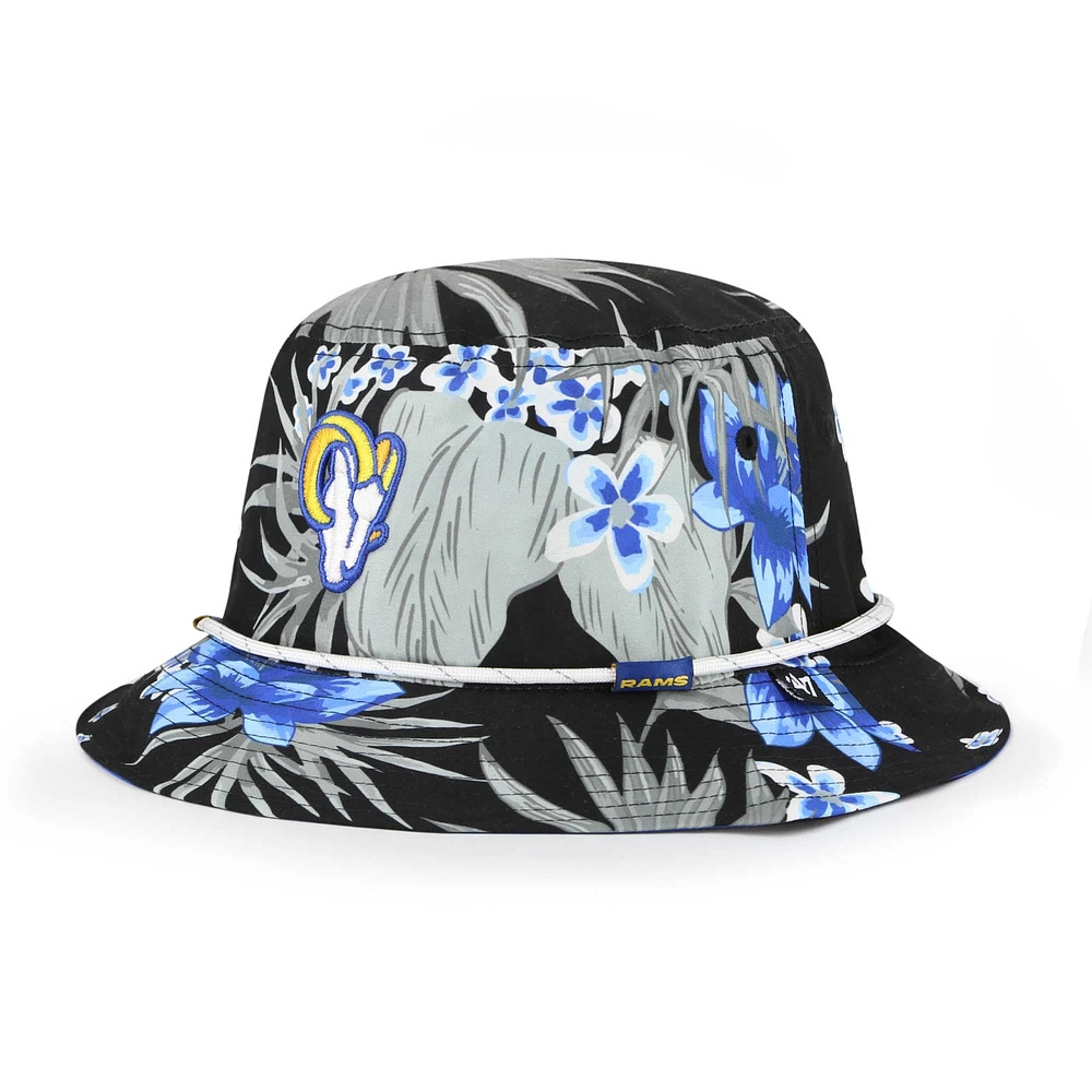 Men's '47  Black Los Angeles Rams Dark Tropic Bucket Hat