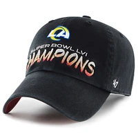 Men's '47 Black Los Angeles Rams Super Bowl LVI Champions Sunset Clean Up Adjustable Hat