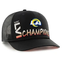 Men's '47 Black Los Angeles Rams Super Bowl LVI Champions Sunset Trucker Adjustable Hat