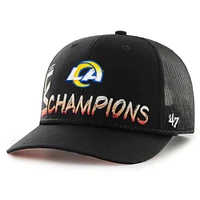 Men's '47 Black Los Angeles Rams Super Bowl LVI Champions Sunset Trucker Adjustable Hat